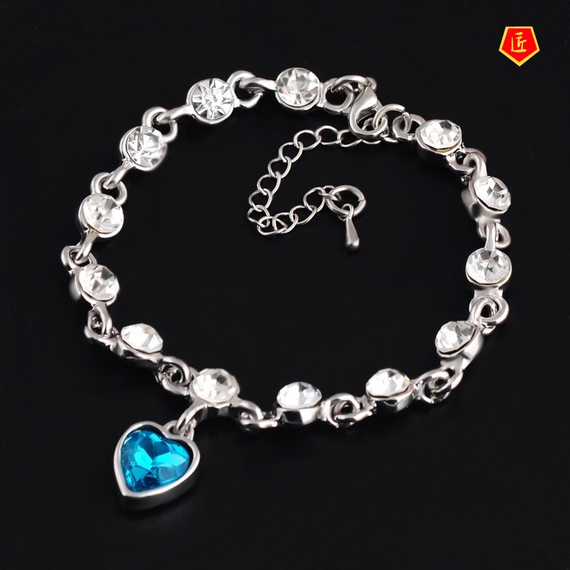 [Ready Stock]Fashion Crystal Retro Romantic Heart Bracelet