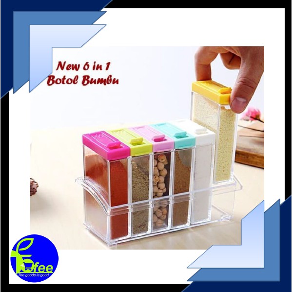 [IMPORT] - Tempat Wadah Bumbu Dapur 6 in 1 Seasoning Plastik 500ml