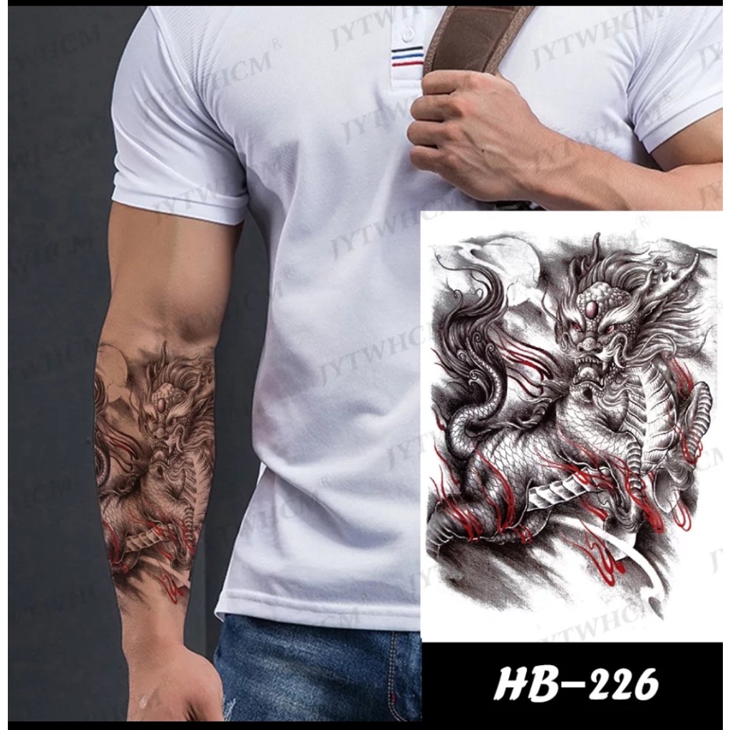 Stiker Tato Temporary Motif 3D Seri Naga HB226- Tato Temporer