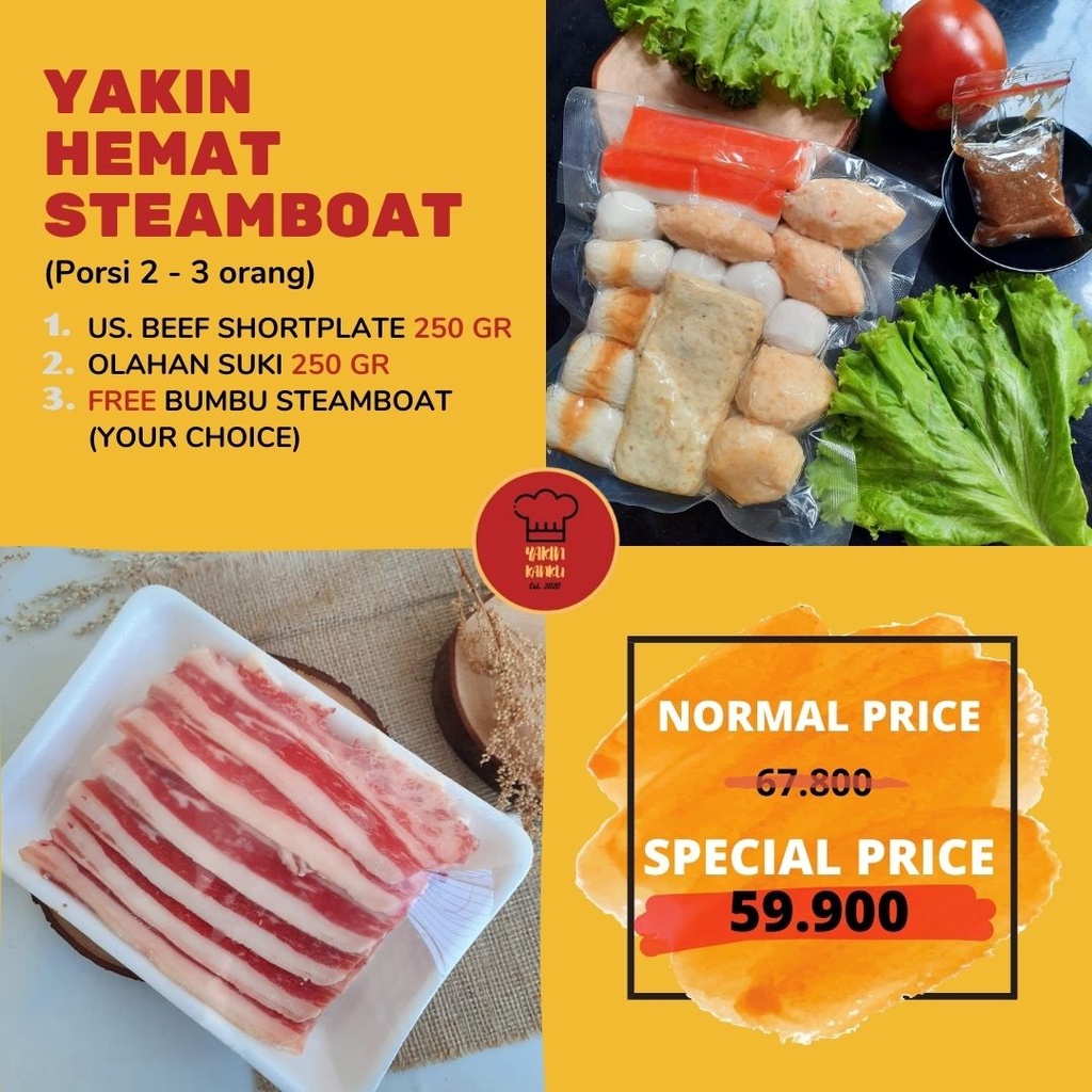 

BUNDLING BEEF US SHORTPLATE+PAKET HEMAT STEAMBOAT FREE BUMBU (3 VARIANT KALDU)