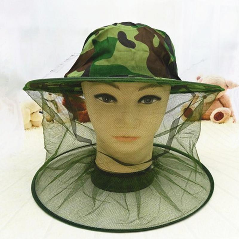 Topi Mancing Jaring Camouflage Anti Nyamuk Lebah - Green--KLV