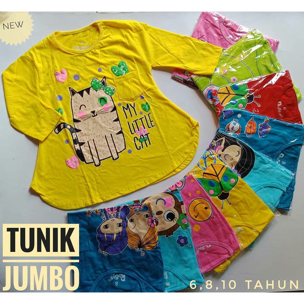 Terbaru Distributor Baju Anak Cewek Tunik Risya Jumbo Atasan Anak