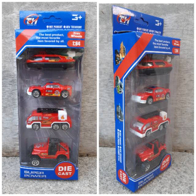 Diecast Set Truk Pemadam Kebakaran Mainan Miniatur Mobil Fire Anak