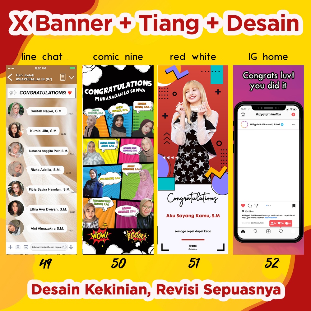 Paket X Banner + Tiang Banner WISUDA DESAIN GRATIS, Wedding, Sunatan