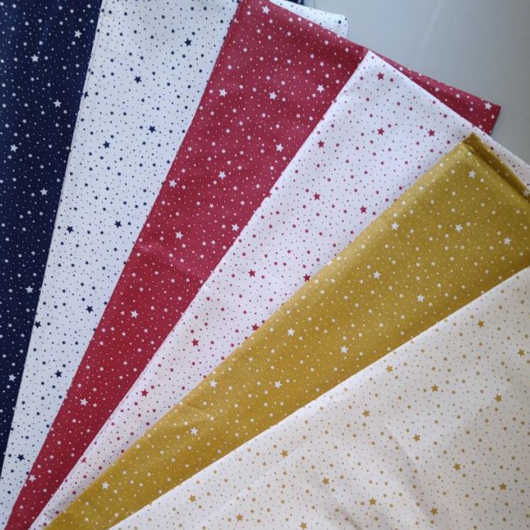 ➣ kain bintang katun Jepang Japan Design Fancy Fabric ✺