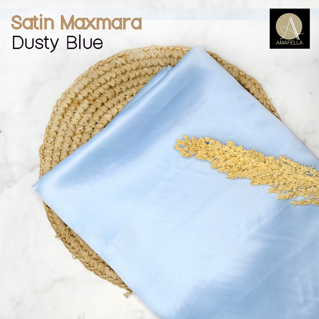 1/2 meter Kain Satin Maxmara / Sateen Velvet Premium Dusty Blue