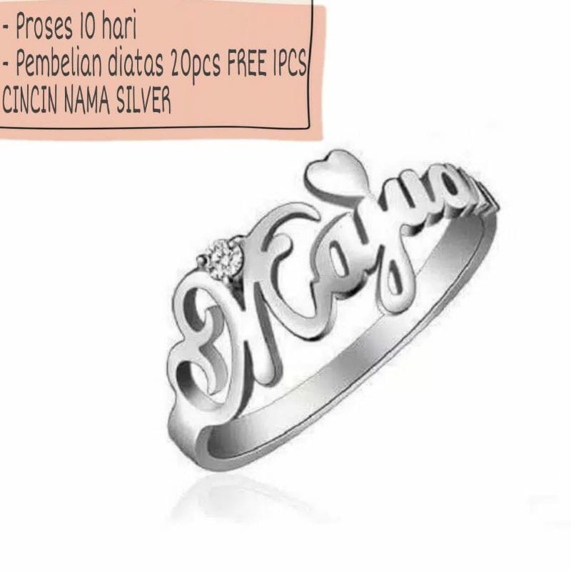 Cincin Nama Permata Custom GOLD / SILVER (Pembuatan 2 Minggu) PGM (CN04)