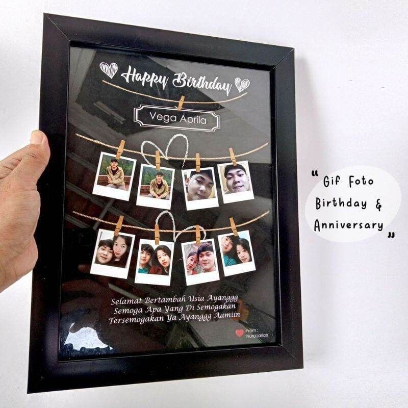 kado gift / kado ulang tahun / kado anniversary / kado wedding / cetak Poto plus bingkai kaca / kado