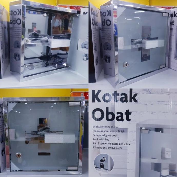 [[COD]] kotak obat minimalis p3k dinding stainless 2 rak interior import MURAH Kode 1076