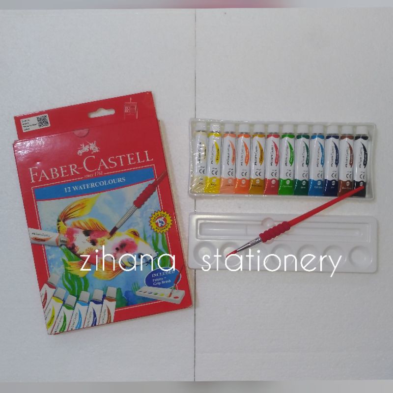 

Alat Tulis Perlengkapan Mewarnai Cat Air Watercolour Faber Castell 12 Warna 12 ml + Pallet dan kuwas