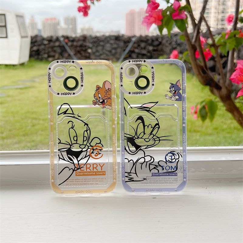 Soft Case Pelindung Lensa Transparan Desain Kucing Dan Tikus Untuk iPhone 12 13 Pro MAX 11 X XR XS MAX 7 8 Plus