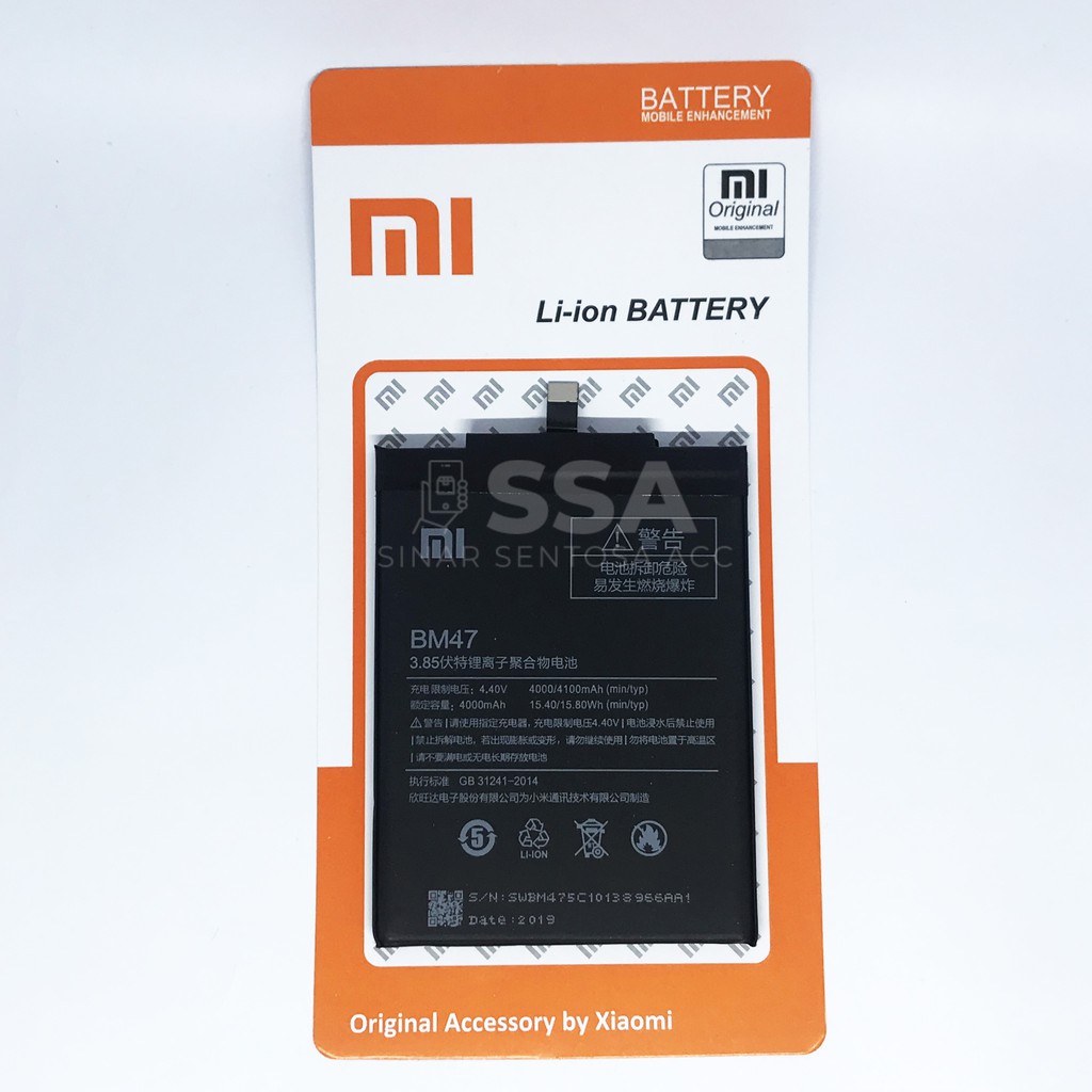 Baterai Original Xiaomi Redmi 4x / 3 / 3s / 3x / 3 Pro / BM47 BM 47 OEM Ori HP Batrai Batre Garansi