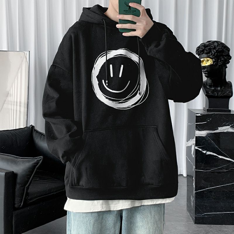 Hoodie SMILE Big Size (S - 6XL) Jacket Boy Girl Oversize S M L XXL XXXL 4XL 5XL 6XL Smiley Unisex Korean Harajuku Style Fleece Premium Lilac Putih Hitam Abu Paralon Jaketin Aja Jumbo