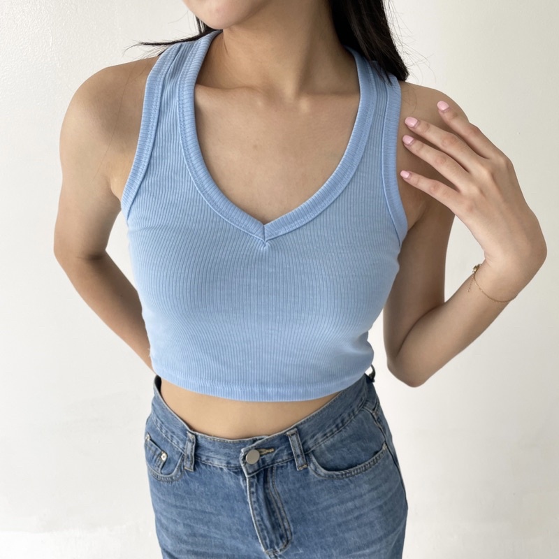 HARA TOP | Ribbed Tank Top Crop Summer Tanktop Rib Kaos Basic
