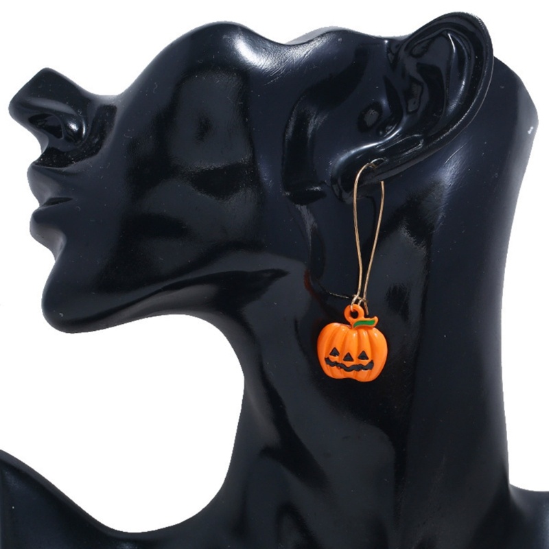 Anting Menjuntai Desain Labu Halloween Untuk Aksesoris Pesta