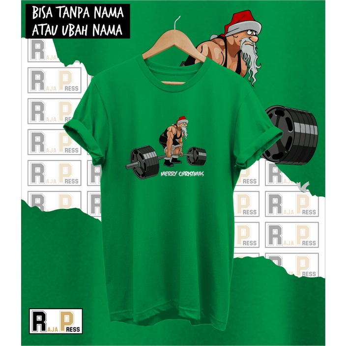 KAOS NATAL SANTA FITNESS LIFT NATAL MERRY CHRISTMAS COMBED 30S KATUN