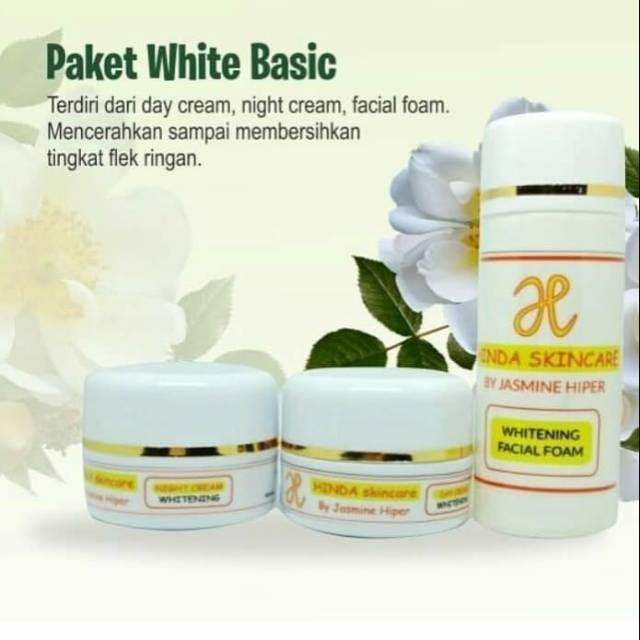 Hinda skincare / jasmine hiper / paket whitening / paket normal