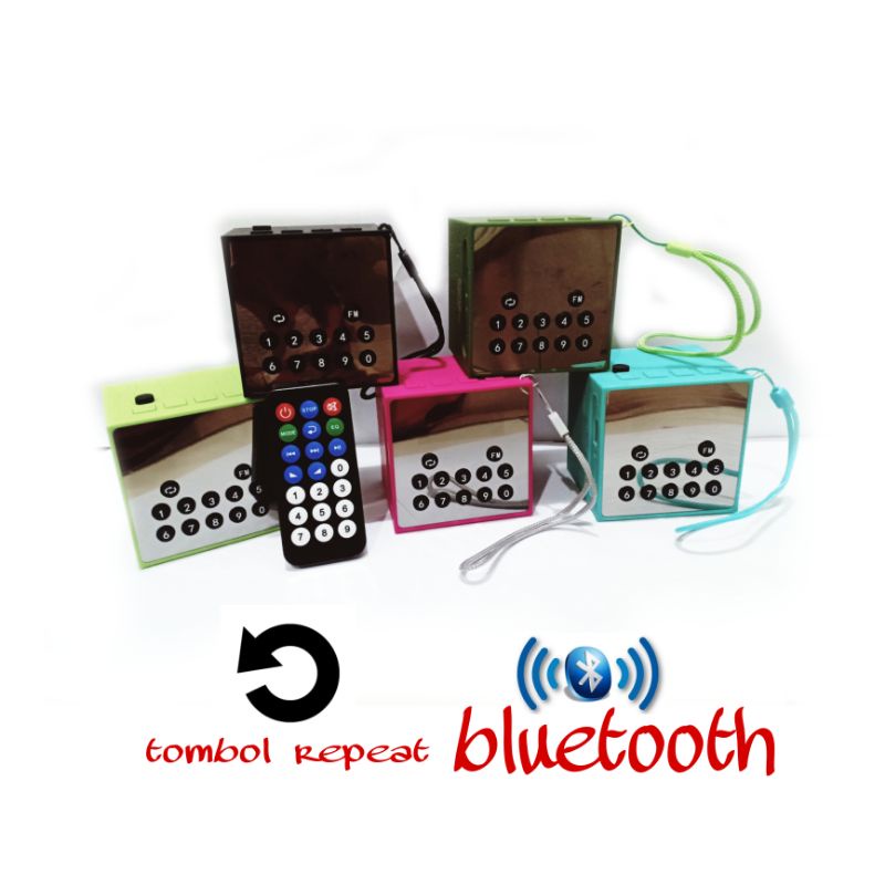 Speaker persegi remote control ada tombol repeat tp666 bt tp 200 bisa buat micro SD hafalan alquran 