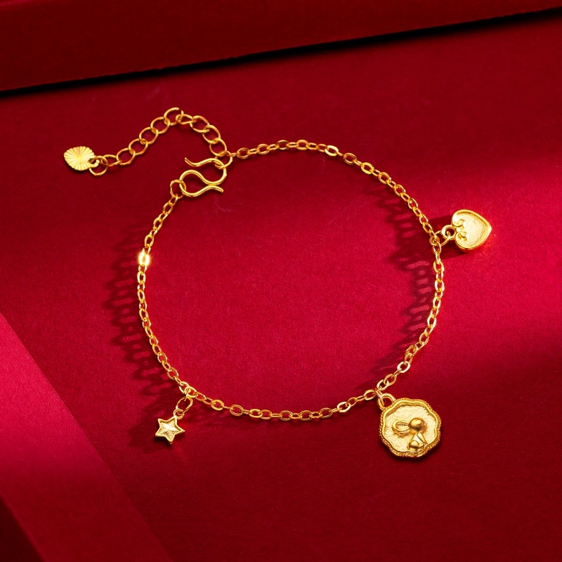 Goldkingdom Perhiasan Fashion 24K Bangkok Aksesoris Ready Stock Bunny Heart Star Gelang Wanita Lucu Minimalis Serbaguna