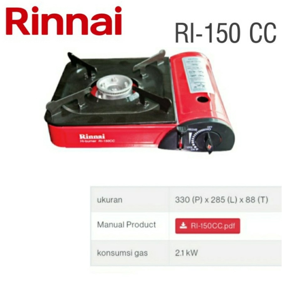 Kompor Gas Portable Piknik Rinnai RI 150CC - 150 CC Gas Kaleng Cooker