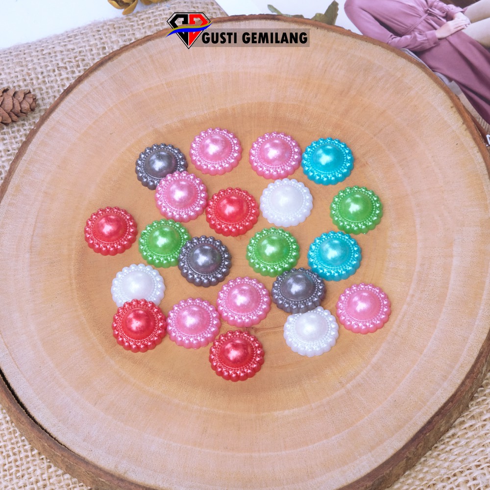 12pcs Mutiara belah bunga 17mm mutiara setengah half pearl