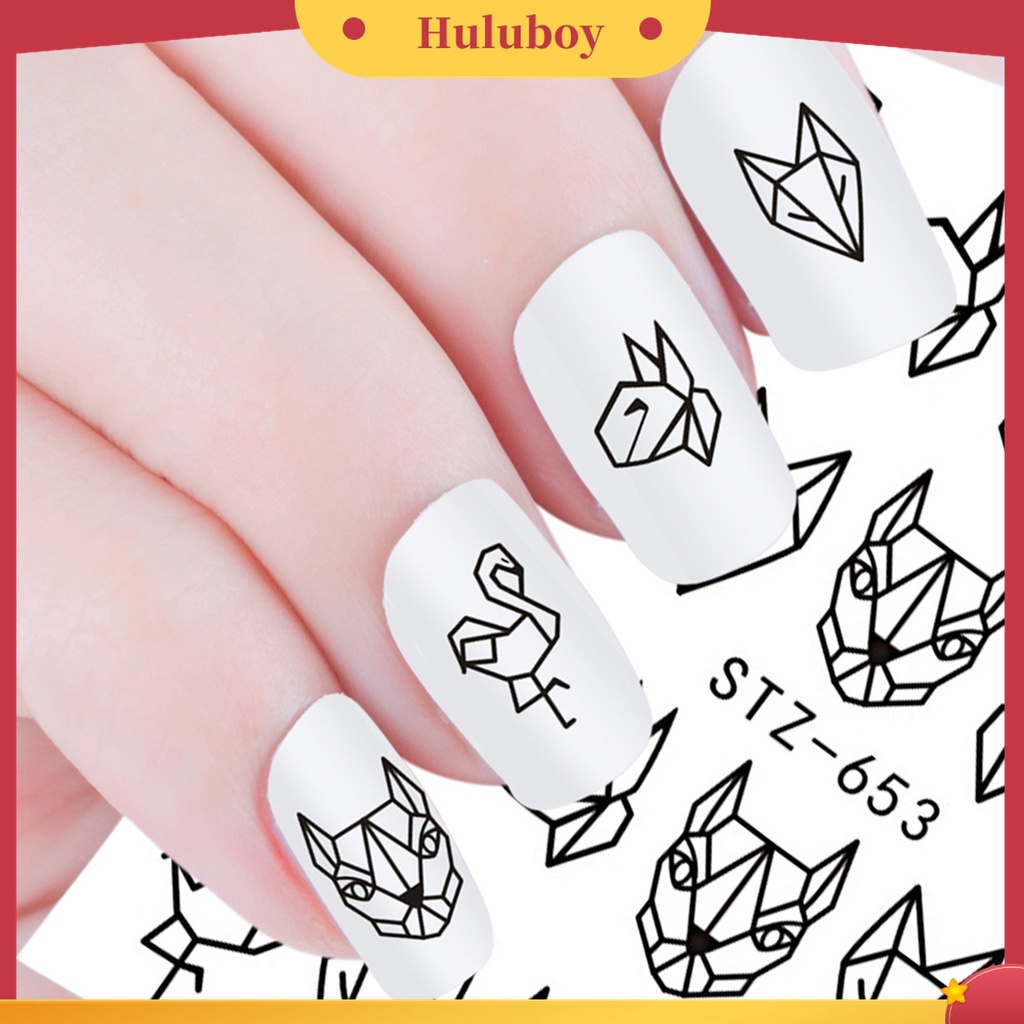 Huluboy Huluboy♡ Stiker Kuku Motif Print Hewan Untuk Dekorasi Manicure