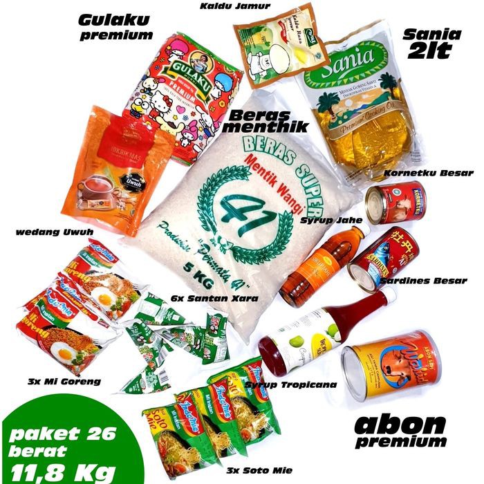 

Paket No 26 Parcel Sembako Beras Mentik EXP DATE AMAN