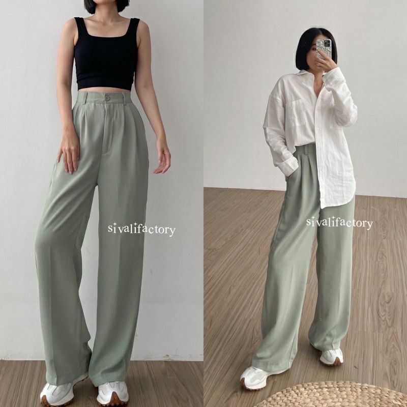 HIGHWAIST LOOSE PANTS CRINGKLE | HIGHWAIST KULOT LOOSE