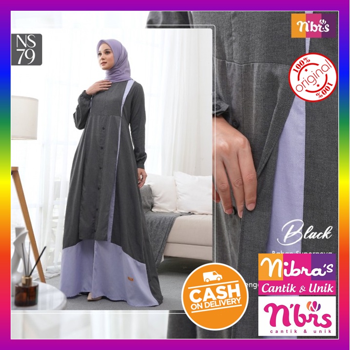Gamis Nibras Promo Gamis Nibras Terbaru 2022 NS 79 Baju Dress Dres Wanita Dewasa Muslim Syari Busui 