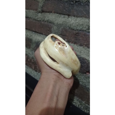 gelang akar bahar putih jumbo babon bercombong real pict