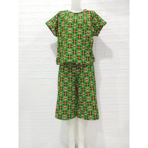 STELAN BAJU WANITA KULOT 7/8 BIG SIZE BLUES KALONG ONE SET