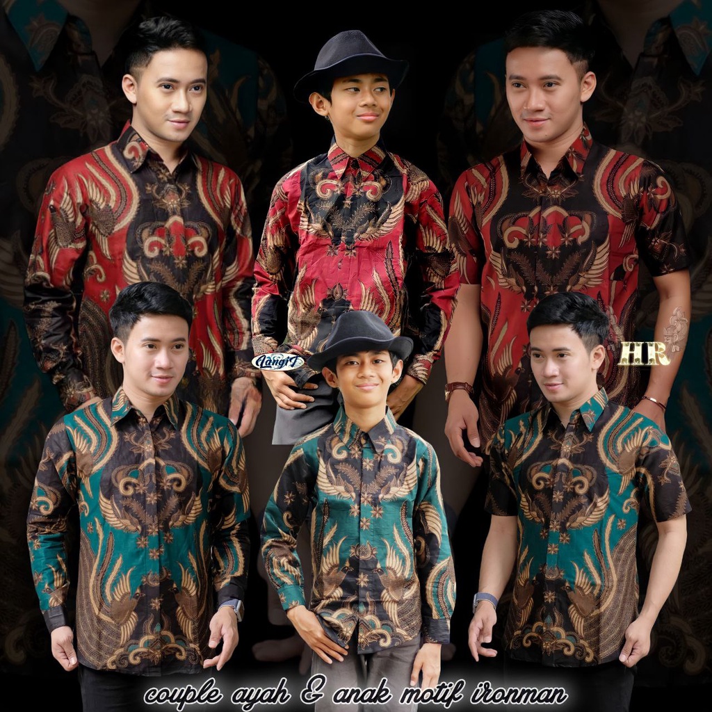 BAJU BATIK COUPLE AYAH DAN ANAK LAKI-LAKI MOTIF IRONMAN / BATIK COUPLE KELUARGA MODERN/BATIK PRIA LENGAN PANJANG/BAJU BATIK PRIA MODERN MEWAH ORI/BATIK PRIA JUMBO TERLARIS