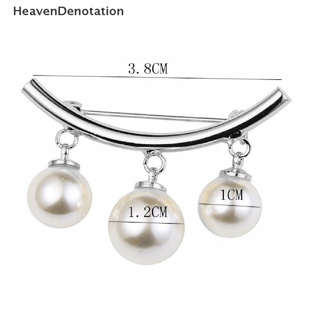 [HeavenDenotation] Fashion Pearl Fixed Strap Charm Safety Pin Brooch Sweater Cardigan Clip Chain