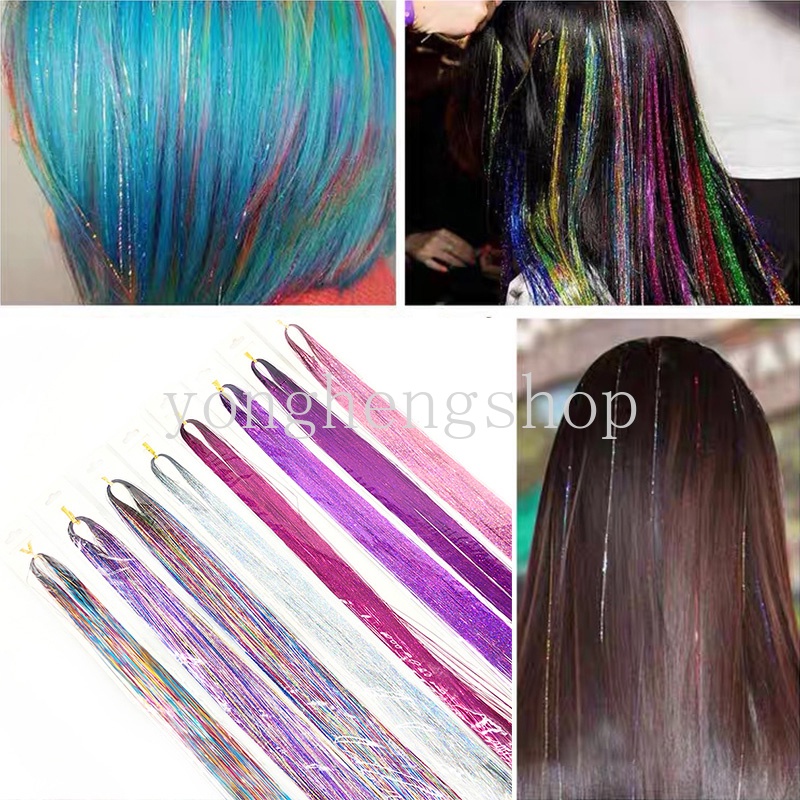 Hair Extensions Bahan Sintetis Ukuran 93m Aksen Glitter