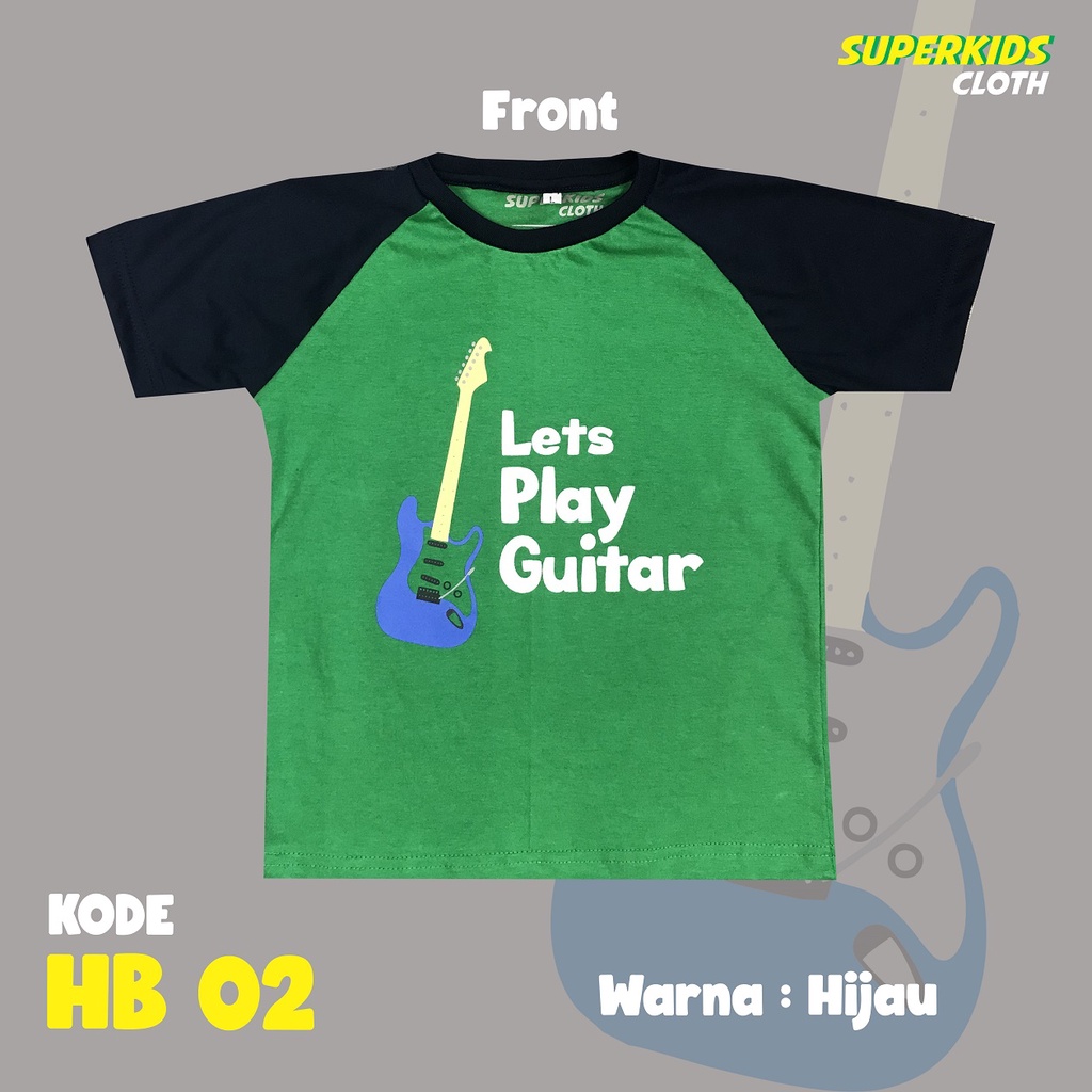 KAOS ANAK LAKI LAKI / PAKAIAN ANAK LAKI / BAJU ANAK LAKI MURAH BUKAN SUPERHERO LENGAN PENDEK TERBARU MOTIF GITAR BRAND SUPERKIDSCLOTH 1 - 11 TAHUN