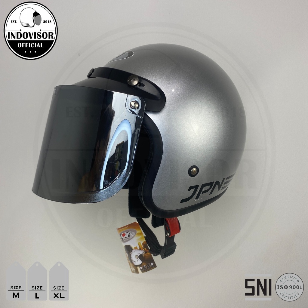 Helm JPN Warna Silver Glossy Original