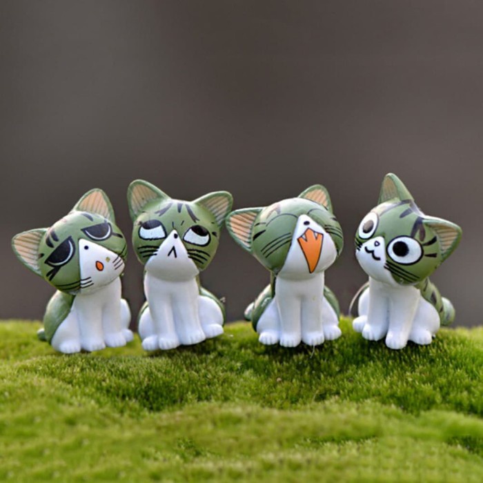 Miniatures - KAWAII ZAKKA Cute Unhappy Cat Doll_Gray (8pcs)