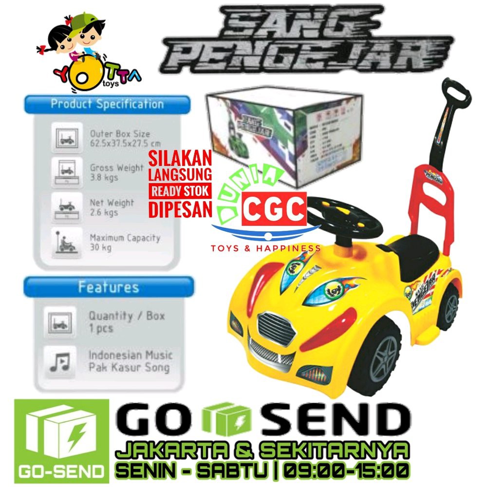 Promo GOJEK Yotta Sang Pengejar Kuning Mainan Mobil Ride On Dorong Tarik Musik SNI Murah