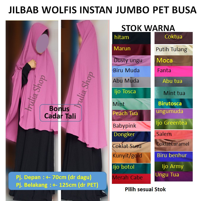 Jilbab wolfis jumbo/Hijab wolfis jumbo cadar