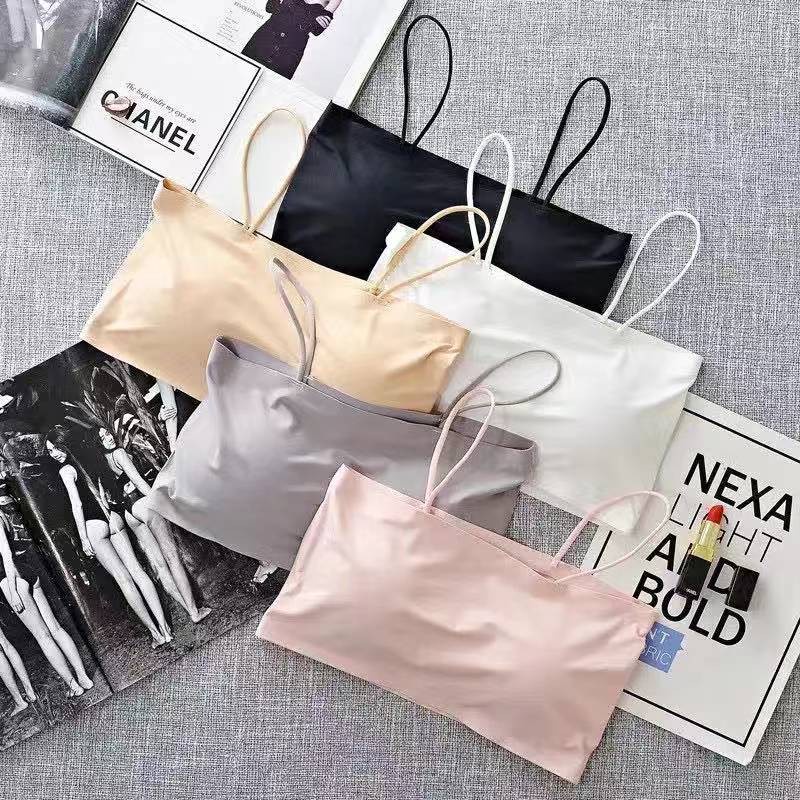 TF Ice Silk Bralette Tube Bra / Crop Top Bra Ice Silk Seamless Halus / Bra Kemben / Tank Top Import