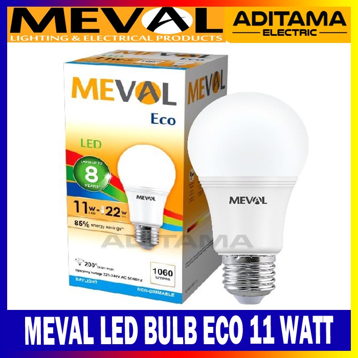 MEVAL LED BULB ECO 11 WATT WHITE/ LAMPU LED MEVAL ECO 11 WATT PUTIH