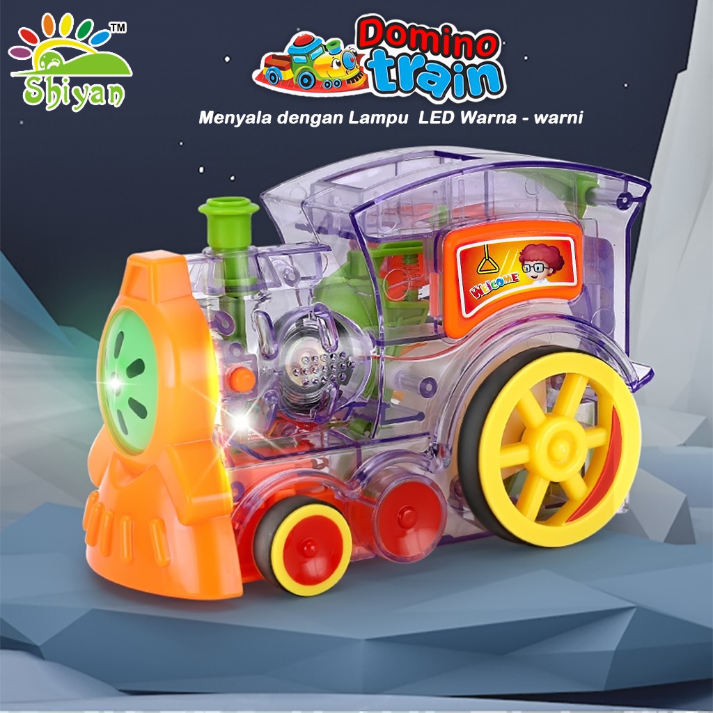 [Shiyan] mainan edukasi anak mainan kereta api penyusun domino automatic domino train toys