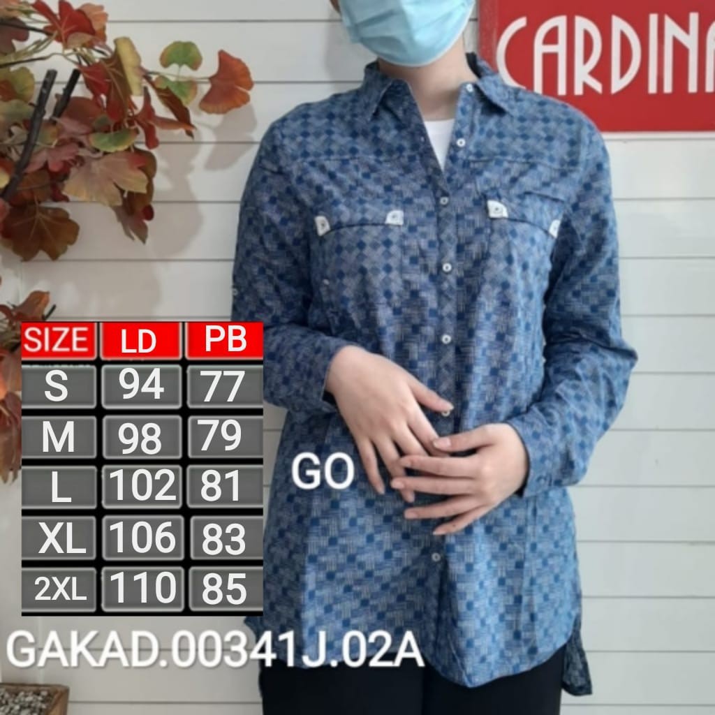 BB CARDINAL CB KEMEJA Pakaian Wanita Atasan Kemeja Hem Lengan Panjang Casual Santai Original