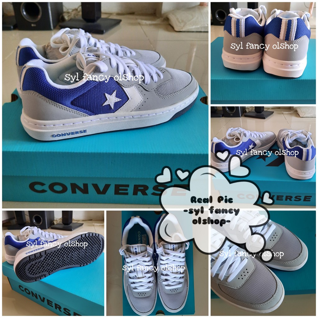 Sepatu Converse Ox Rival Leather Wolf Grey - White University Red Original BNIB 100% CON167000C