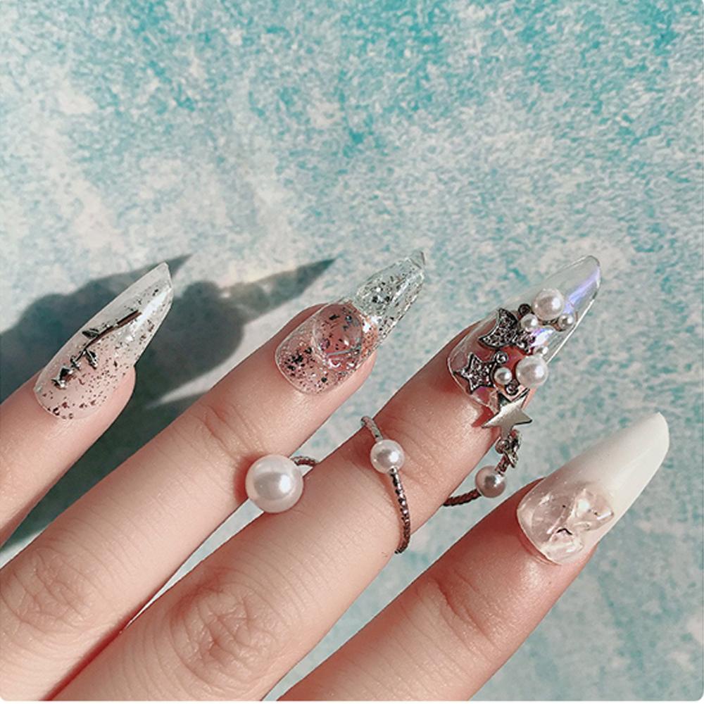 Mxbeauty Kupu-Kupu Nail Art Dekorasi Mewah Shiny Pendant Chains Mutiara Logam Kristal Kuku Zirkon