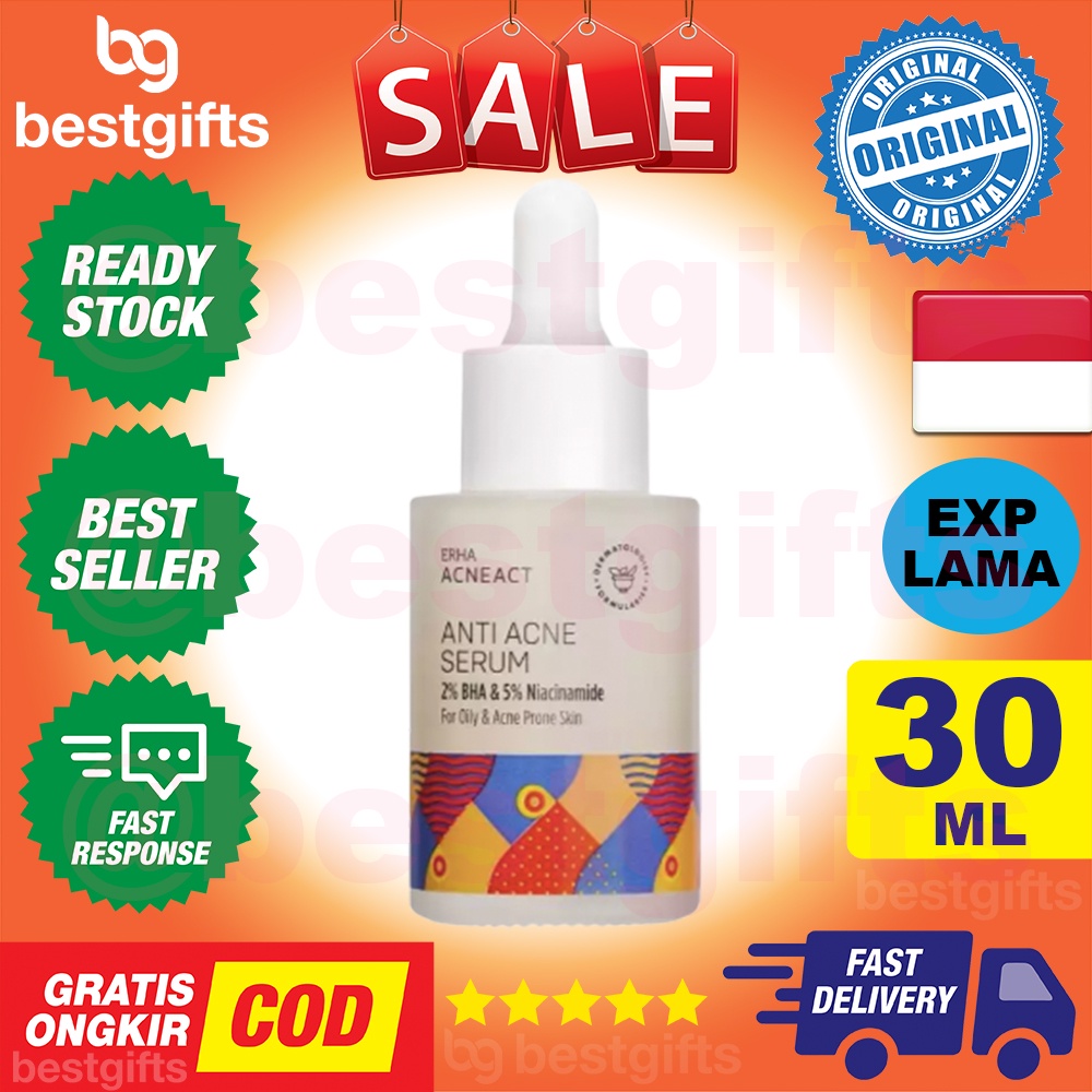 ERHA ACNEACT ANTI ACNE SERUM BHA NIACINAMIDE MENGHAMBAT PERTUMBUHAN BAKTERI JERAWAT KULIT MATI 30 ML