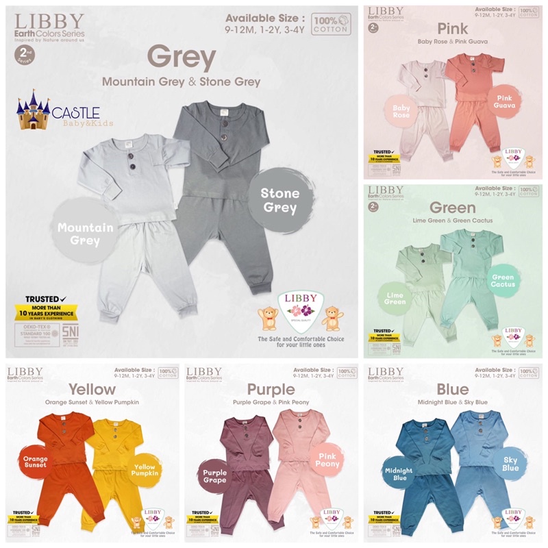 Castle - Libby FAVE SET Earth series Stelan Baju Oblong Panjang - Celana Panjang / Baju Bayi &amp; Anak