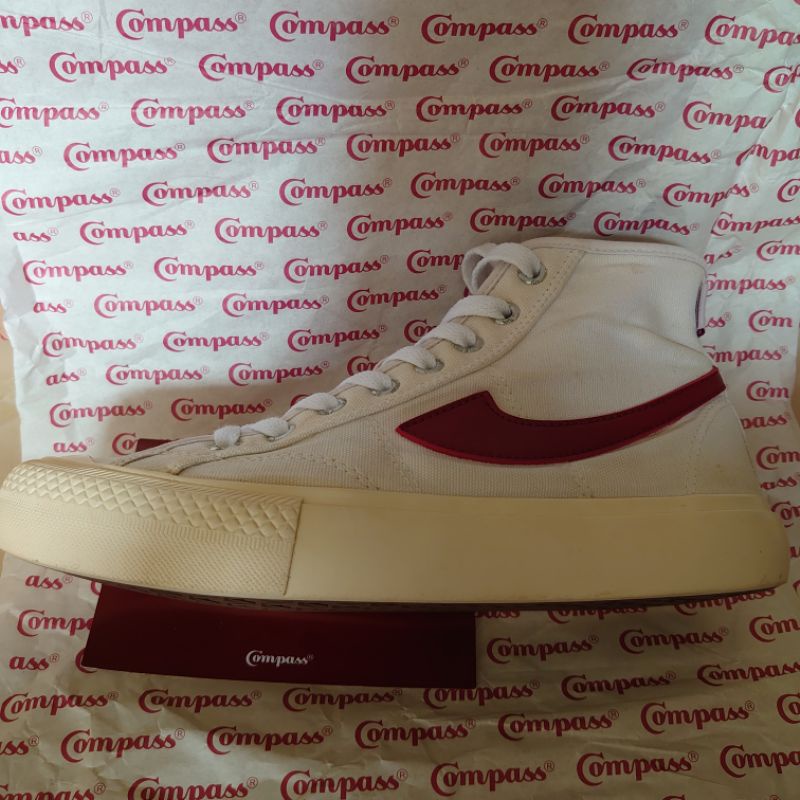 Sepatu Compass Gazelle White Red High second size 38 insole 25cm