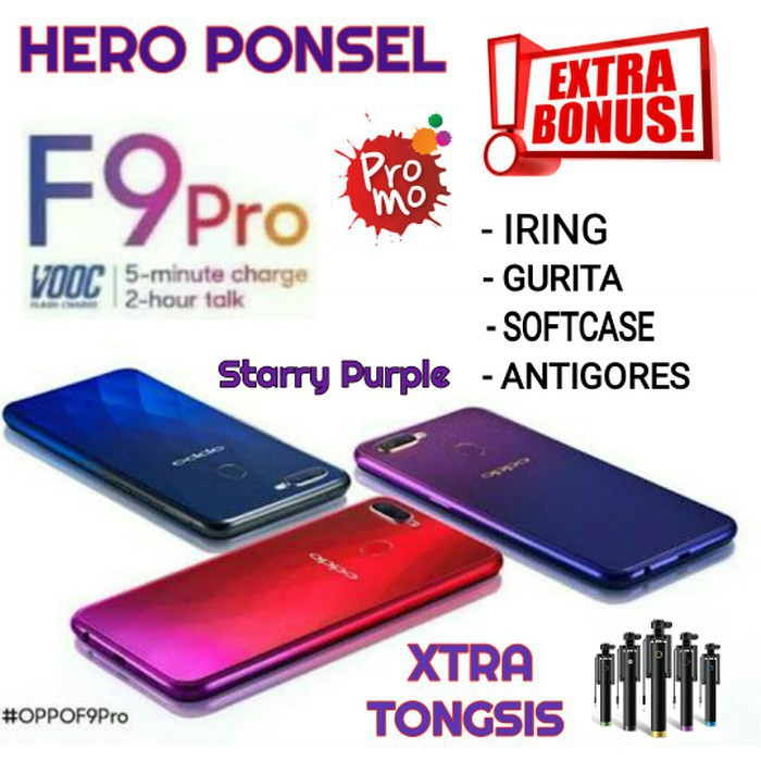 Harga Murah Hp [Baru] OPPO F9 PRO 6/64 GARANSI RESMI OPPO INDONESIA - Biru Handphone/HP