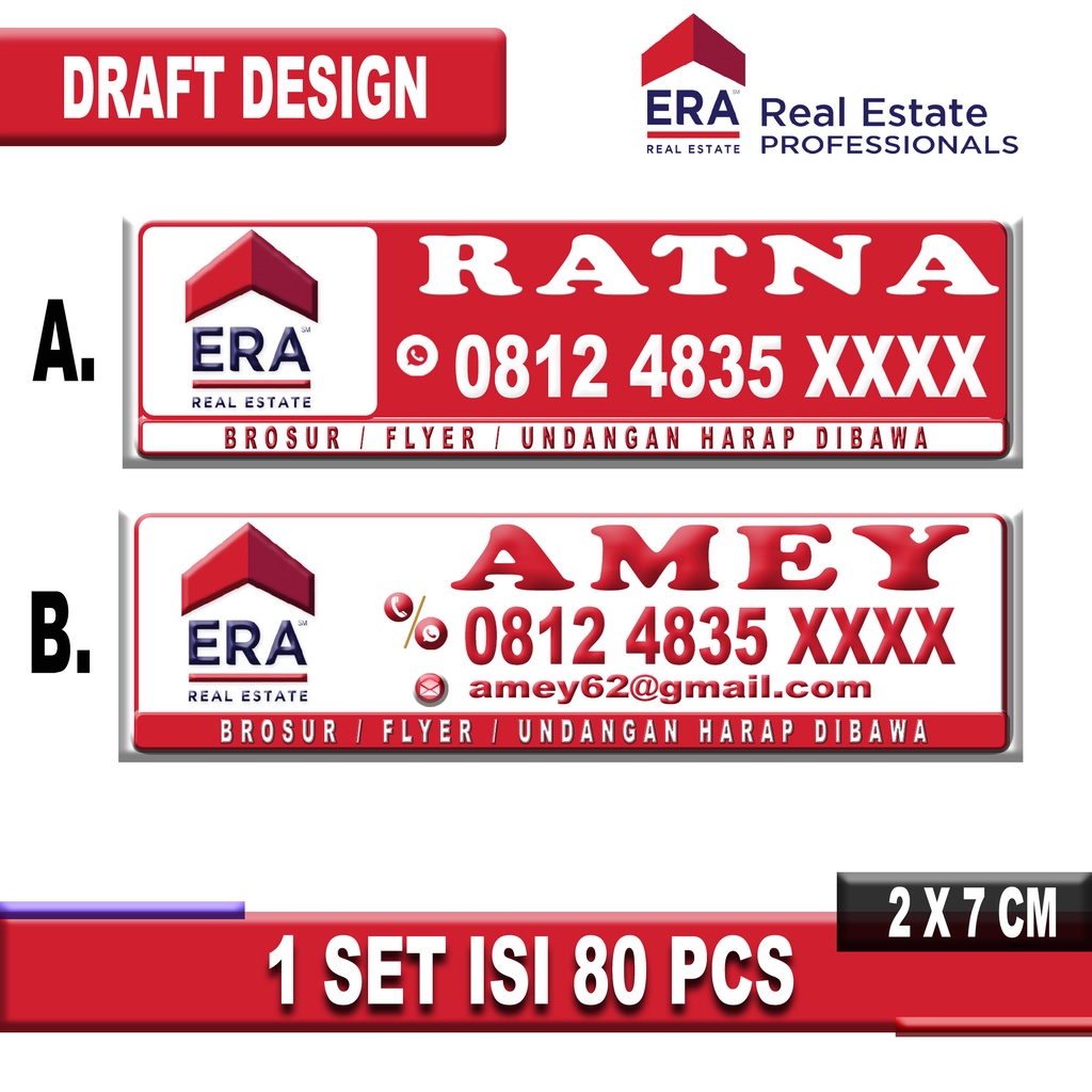 

Isi 80 Pcs/ Set Stiker Nama Marketing Agent Property Custom Sales Property Murah